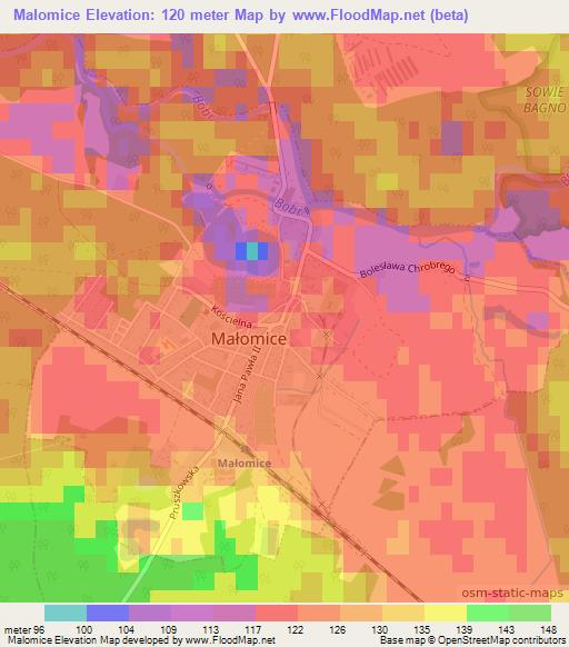 Malomice,Poland Elevation Map