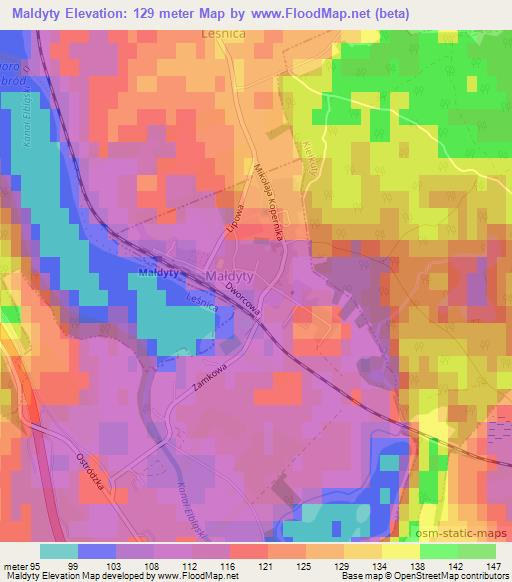 Maldyty,Poland Elevation Map