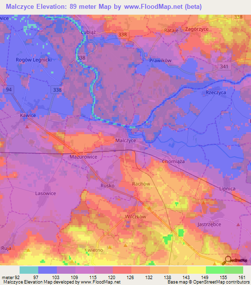 Malczyce,Poland Elevation Map
