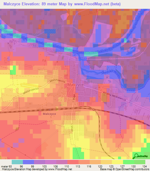 Malczyce,Poland Elevation Map