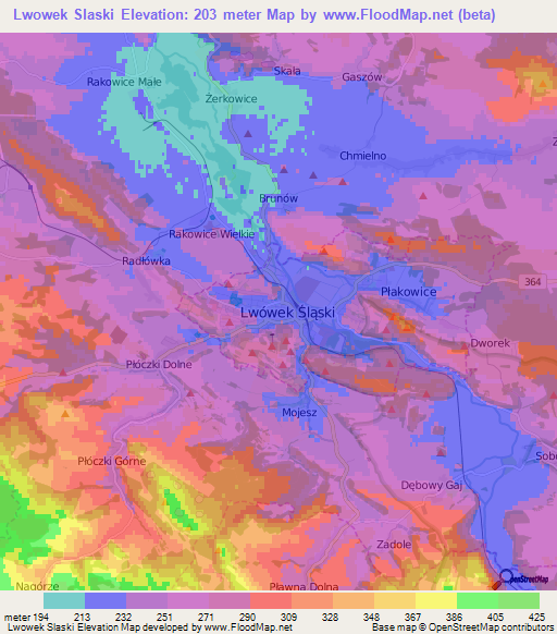 Lwowek Slaski,Poland Elevation Map