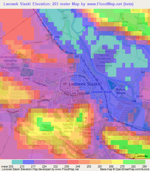 Lwowek Slaski,Poland Elevation Map