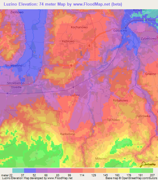 Luzino,Poland Elevation Map