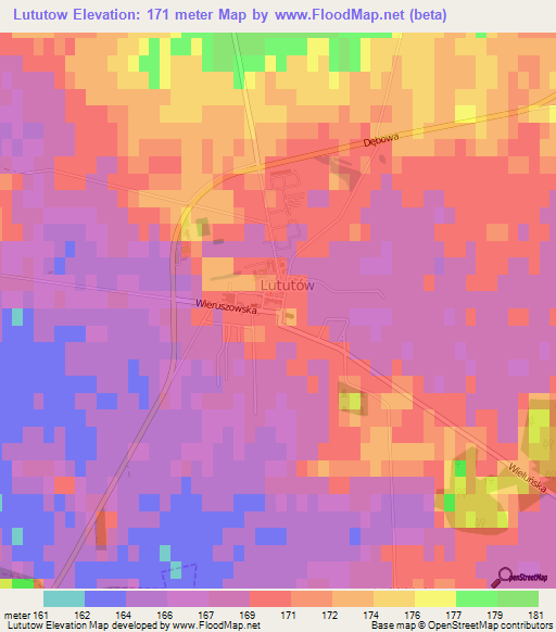 Lututow,Poland Elevation Map