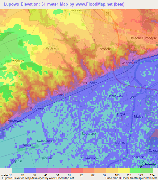 Lupowo,Poland Elevation Map