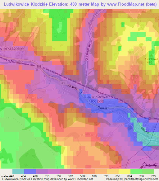Ludwikowice Klodzkie,Poland Elevation Map