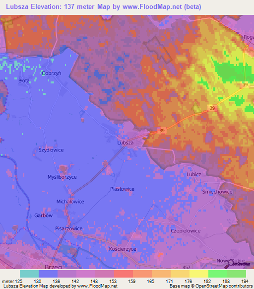 Lubsza,Poland Elevation Map