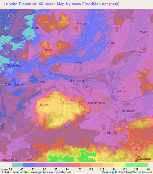 Lubsko,Poland Elevation Map
