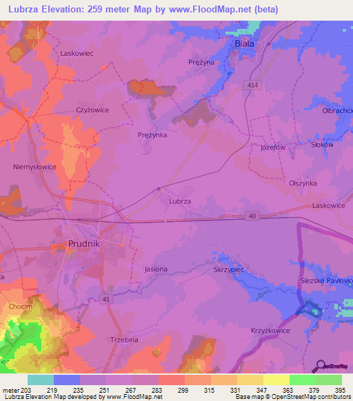 Lubrza,Poland Elevation Map