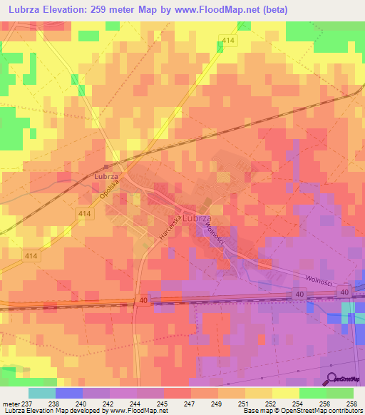 Lubrza,Poland Elevation Map