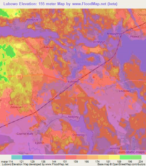 Lubowo,Poland Elevation Map