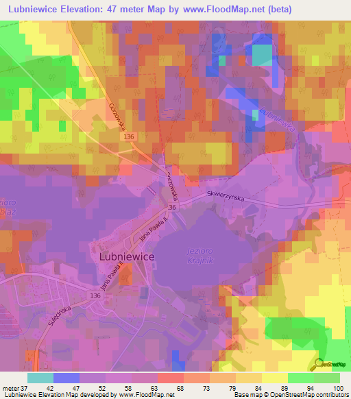 Lubniewice,Poland Elevation Map