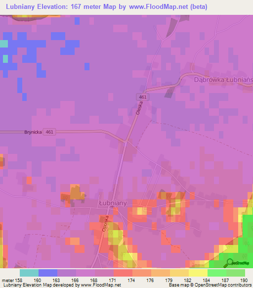 Lubniany,Poland Elevation Map
