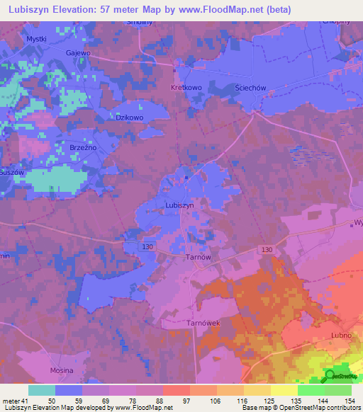 Lubiszyn,Poland Elevation Map