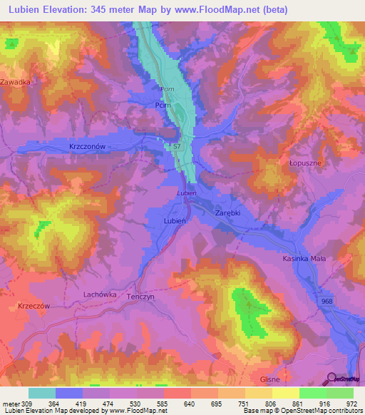 Lubien,Poland Elevation Map