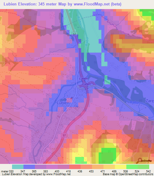 Lubien,Poland Elevation Map