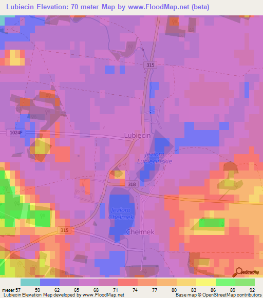 Lubiecin,Poland Elevation Map