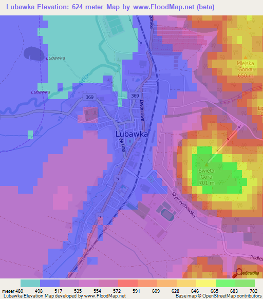 Lubawka,Poland Elevation Map
