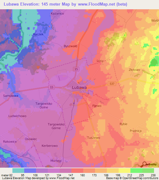 Lubawa,Poland Elevation Map