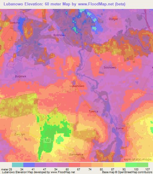 Lubanowo,Poland Elevation Map