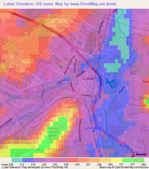Luban,Poland Elevation Map
