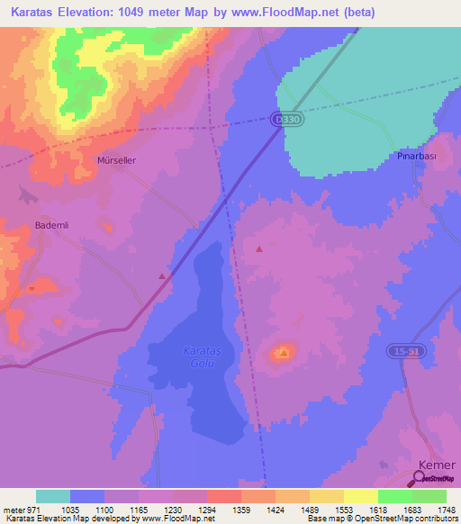 Karatas,Turkey Elevation Map