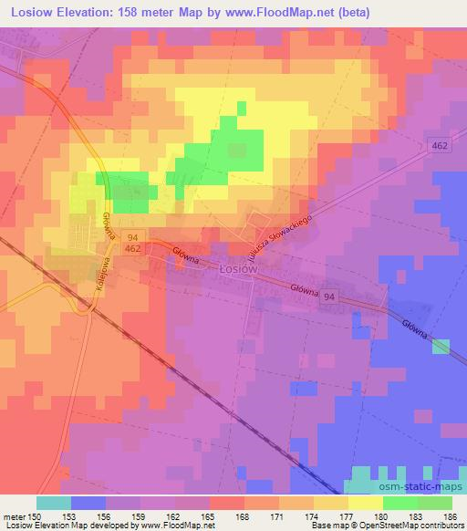 Losiow,Poland Elevation Map