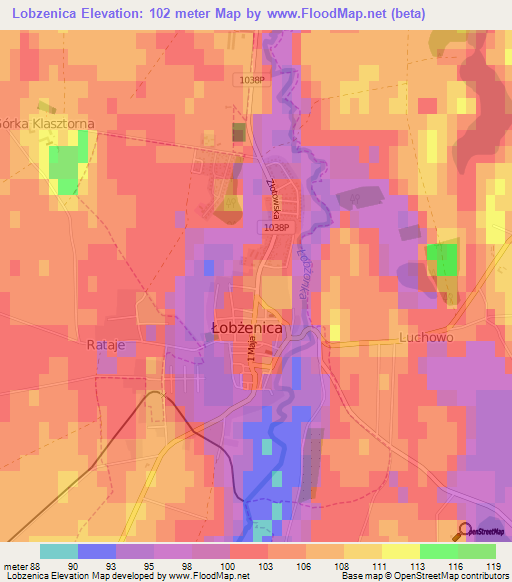Lobzenica,Poland Elevation Map