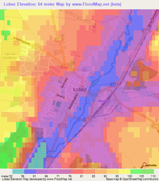Lobez,Poland Elevation Map