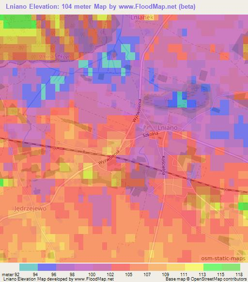 Lniano,Poland Elevation Map