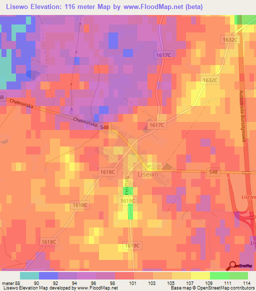 Lisewo,Poland Elevation Map