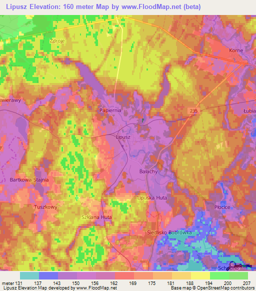 Lipusz,Poland Elevation Map