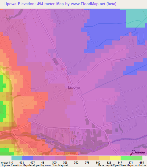 Lipowa,Poland Elevation Map