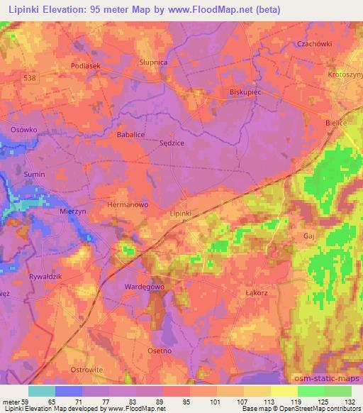 Lipinki,Poland Elevation Map