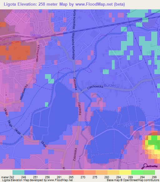 Ligota,Poland Elevation Map
