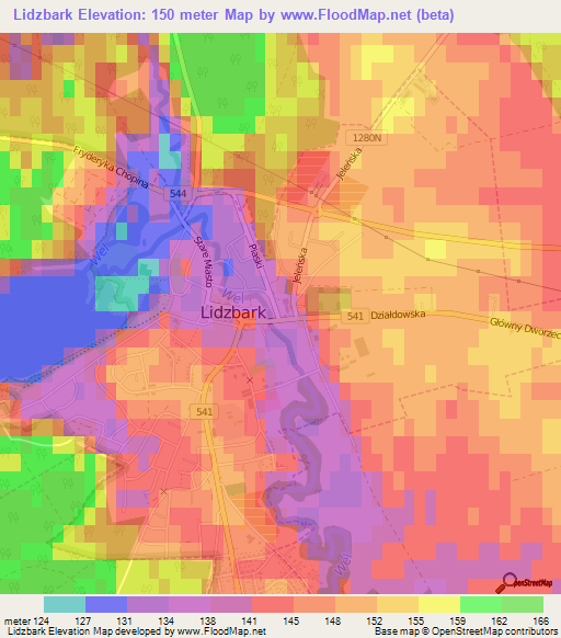 Lidzbark,Poland Elevation Map