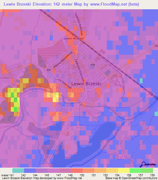 Lewin Brzeski,Poland Elevation Map
