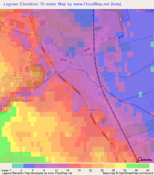Legowo,Poland Elevation Map