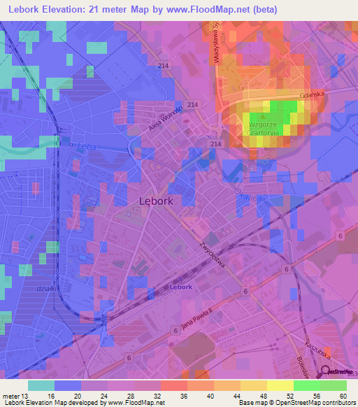 Lebork,Poland Elevation Map