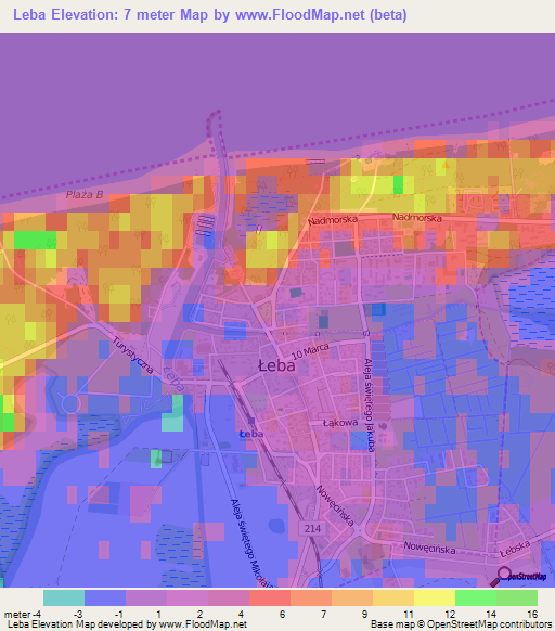 Leba,Poland Elevation Map