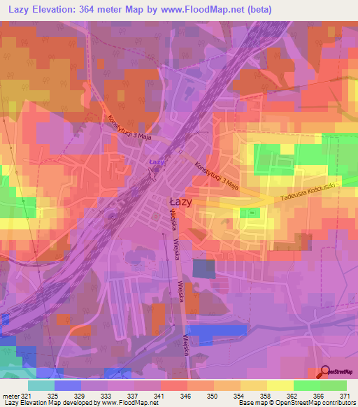 Lazy,Poland Elevation Map