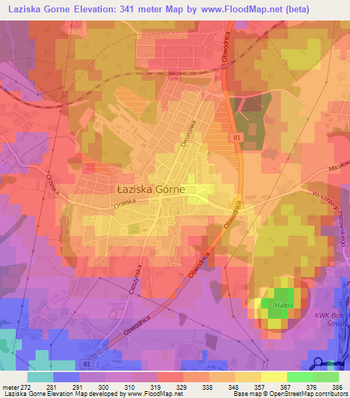 Laziska Gorne,Poland Elevation Map