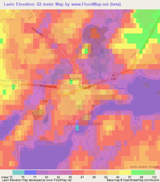 Lasin,Poland Elevation Map