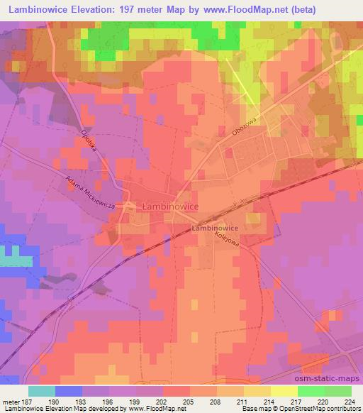 Lambinowice,Poland Elevation Map