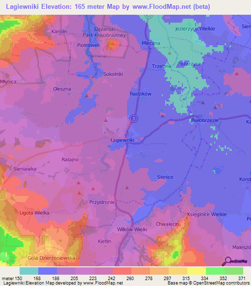 Lagiewniki,Poland Elevation Map