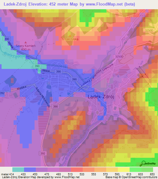 Ladek-Zdroj,Poland Elevation Map