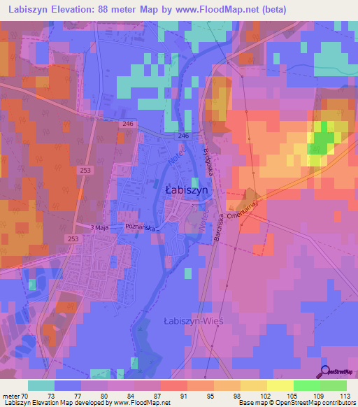 Labiszyn,Poland Elevation Map