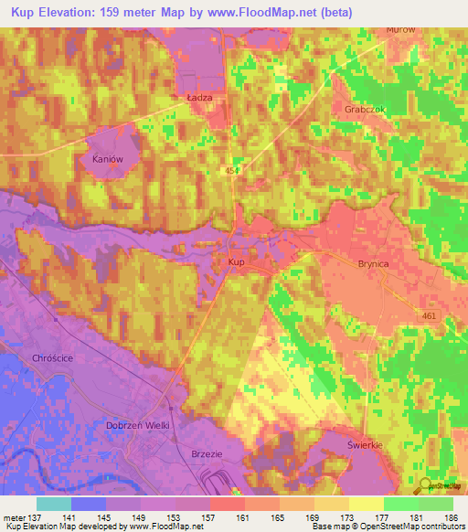 Kup,Poland Elevation Map