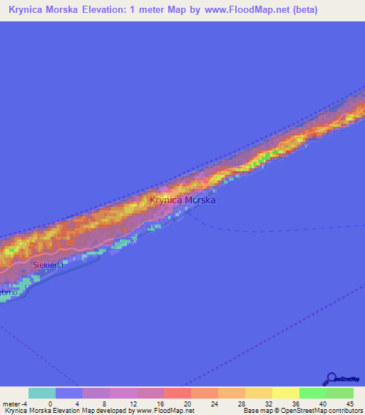 Krynica Morska,Poland Elevation Map
