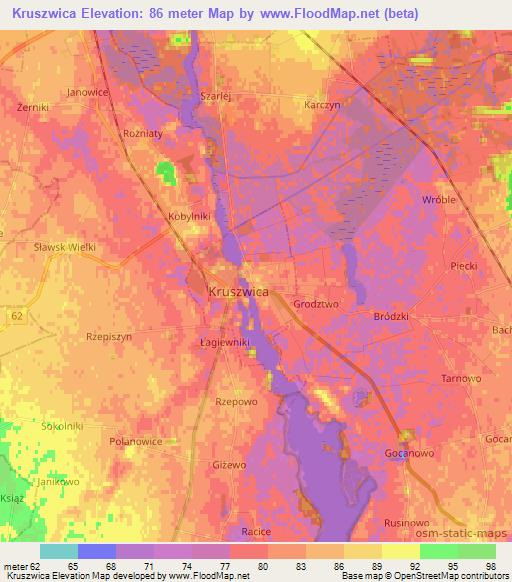 Kruszwica,Poland Elevation Map
